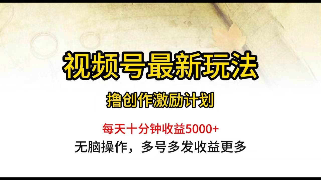 视频号最新玩法，每日一小时月入5000+副业工作-副业资源站-副业项目-创业项目-搞钱项目个人副业工作资源分享