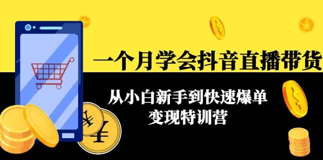 一个月学会抖音直播带货：从小白新手到快速爆单变现特训营(63节课)副业工作-副业资源站-副业项目-创业项目-搞钱项目个人副业工作资源分享