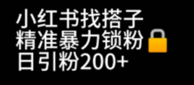 小红书找搭子暴力精准锁粉+引流日引200+精准粉副业工作-副业资源站-副业项目-创业项目-搞钱项目个人副业工作资源分享