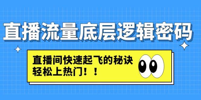 直播流量底层逻辑密码：直播间快速起飞的秘诀，轻松上热门副业工作-副业资源站-副业项目-创业项目-搞钱项目个人副业工作资源分享