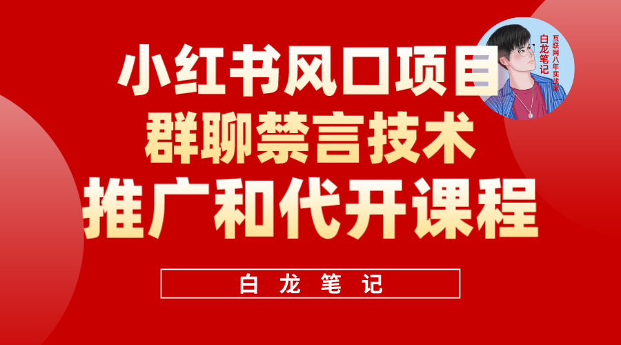 小红书风口项目日入300+，小红书群聊禁言技术代开项目，适合新手操作副业工作-副业资源站-副业项目-创业项目-搞钱项目个人副业工作资源分享