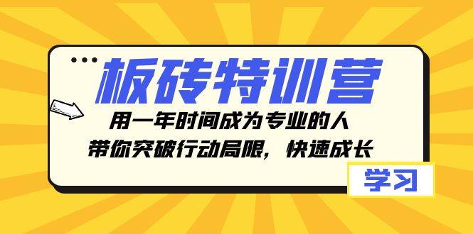 板砖特训营，用一年时间成为专业的人，带你突破行动局限，快速成长副业工作-副业资源站-副业项目-创业项目-搞钱项目个人副业工作资源分享