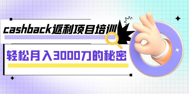 cashback返利项目培训：轻松月入3000刀的秘密（8节课）副业工作-副业资源站-副业项目-创业项目-搞钱项目个人副业工作资源分享