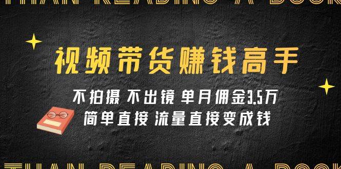 视频带货赚钱高手课程：不拍摄 不出镜 单月佣金3.5w 简单直接 流量直接变钱副业工作-副业资源站-副业项目-创业项目-搞钱项目个人副业工作资源分享