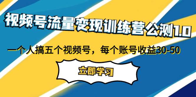 视频号流量变现训练营公测1.0：一个人搞五个视频号，每个账号收益30-50副业工作-副业资源站-副业项目-创业项目-搞钱项目个人副业工作资源分享