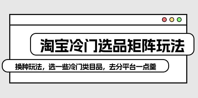 淘宝冷门选品矩阵玩法：换种玩法，选一些冷门类目品，去分平台一点羹副业工作-副业资源站-副业项目-创业项目-搞钱项目个人副业工作资源分享