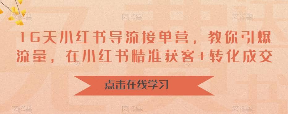 16天-小红书 导流接单营，教你引爆流量，在小红书精准获客+转化成交副业工作-副业资源站-副业项目-创业项目-搞钱项目个人副业工作资源分享