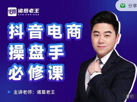 诸葛老王-抖音电商操盘手必修课：顶层设计，​起号破局，爆款运营，数据分析副业工作-副业资源站-副业项目-创业项目-搞钱项目个人副业工作资源分享