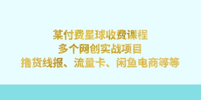某付费星球课程：多个网创实战项目，撸货线报、流量卡、闲鱼电商等等副业工作-副业资源站-副业项目-创业项目-搞钱项目个人副业工作资源分享