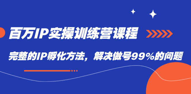 百万IP实战训练营课程，完整的IP孵化方法，解决做号99%的问题副业工作-副业资源站-副业项目-创业项目-搞钱项目个人副业工作资源分享