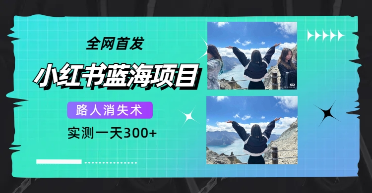 全网首发，小红书蓝海项目，路人消失术，实测一天300+（教程+工具）副业工作-副业资源站-副业项目-创业项目-搞钱项目个人副业工作资源分享