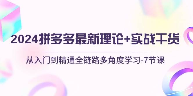 2024拼多多 最新理论+实战干货，从入门到精通全链路多角度学习-7节课副业工作-副业资源站-副业项目-创业项目-搞钱项目个人副业工作资源分享