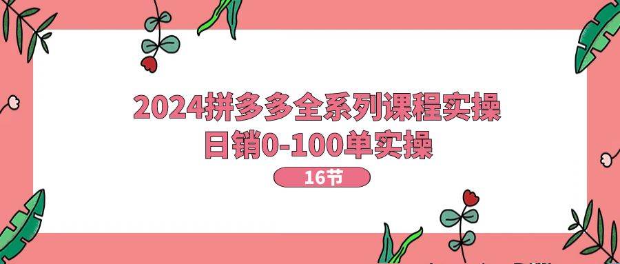 2024拼多多全系列课程实操，日销0-100单实操【16节课】副业工作-副业资源站-副业项目-创业项目-搞钱项目个人副业工作资源分享