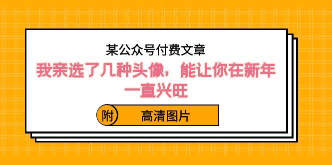 某公众号付费文章：我亲选了几种头像，能让你在新年一直兴旺（附高清图片）副业工作-副业资源站-副业项目-创业项目-搞钱项目个人副业工作资源分享