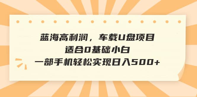 蓝海高利润，车载U盘项目，适合0基础小白，一部手机轻松实现日入500+副业工作-副业资源站-副业项目-创业项目-搞钱项目个人副业工作资源分享