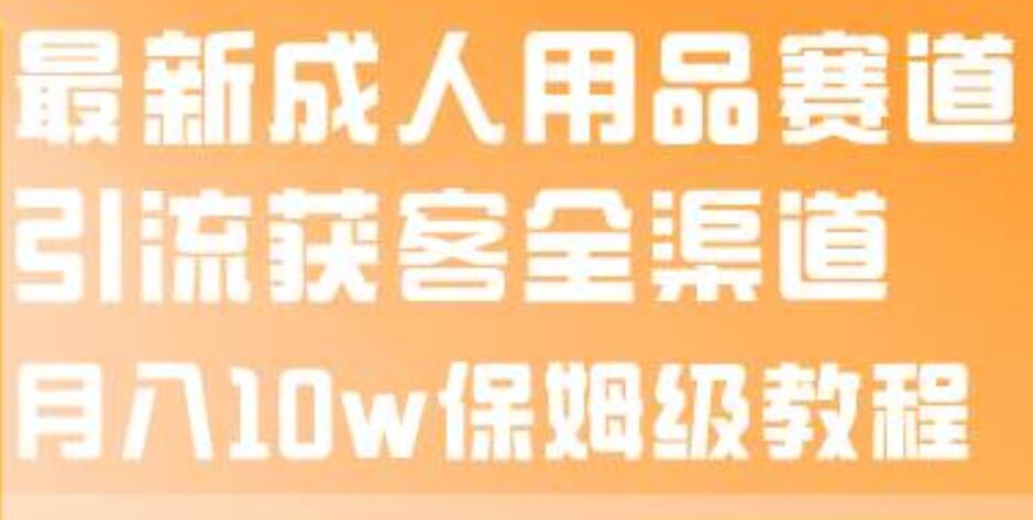 最新成人用品赛道引流获客全渠道，月入10w保姆级教程副业工作-副业资源站-副业项目-创业项目-搞钱项目个人副业工作资源分享