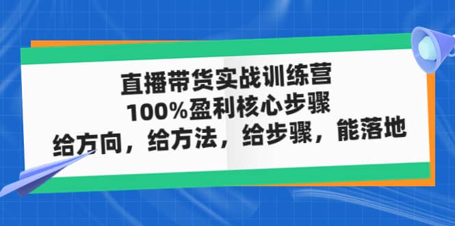 直播带货实战训练营：100%盈利核心步骤，给方向，给方法，给步骤，能落地副业工作-副业资源站-副业项目-创业项目-搞钱项目个人副业工作资源分享
