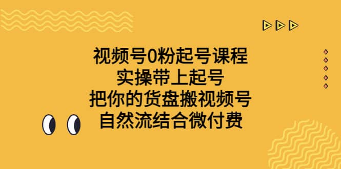 视频号0粉起号课程 实操带上起号 把你的货盘搬视频号 自然流结合微付费副业工作-副业资源站-副业项目-创业项目-搞钱项目个人副业工作资源分享