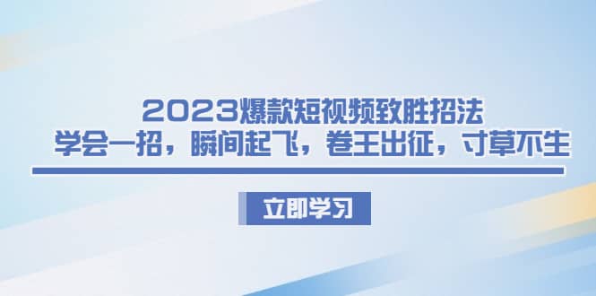 2023爆款短视频致胜招法，学会一招，瞬间起飞，卷王出征，寸草不生副业工作-副业资源站-副业项目-创业项目-搞钱项目个人副业工作资源分享