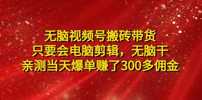 无脑视频号搬砖带货，只要会电脑剪辑，无脑干副业工作-副业资源站-副业项目-创业项目-搞钱项目个人副业工作资源分享