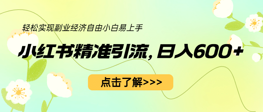 小红书精准引流，小白日入600+，轻松实现副业经济自由（教程+1153G资源）副业工作-副业资源站-副业项目-创业项目-搞钱项目个人副业工作资源分享