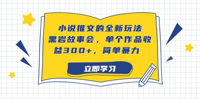 小说推文的全新玩法，黑岩故事会，单个作品收益300+，简单暴力副业工作-副业资源站-副业项目-创业项目-搞钱项目个人副业工作资源分享