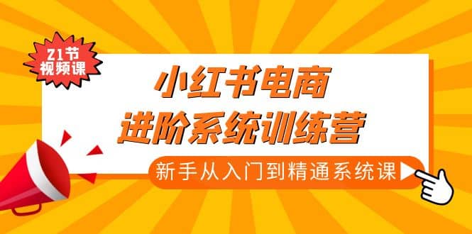 小红书电商进阶系统训练营：新手从入门到精通系统课（21节视频课）副业工作-副业资源站-副业项目-创业项目-搞钱项目个人副业工作资源分享