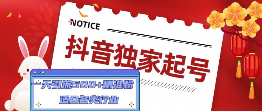 抖音独家起号，适合各类行业（9节视频课）副业工作-副业资源站-副业项目-创业项目-搞钱项目个人副业工作资源分享