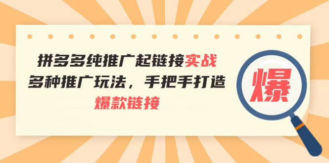 拼多多纯推广起链接实战：多种推广玩法，手把手打造爆款链接副业工作-副业资源站-副业项目-创业项目-搞钱项目个人副业工作资源分享
