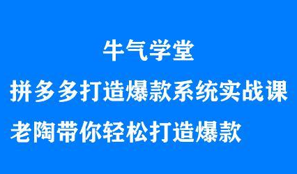 牛气学堂拼多多打造爆款系统实战课，老陶带你轻松打造爆款副业工作-副业资源站-副业项目-创业项目-搞钱项目个人副业工作资源分享