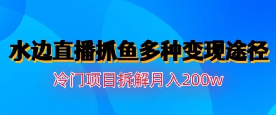 水边直播抓鱼，多种变现途径冷门项目，月入200w拆解【揭秘】副业工作-副业资源站-副业项目-创业项目-搞钱项目个人副业工作资源分享