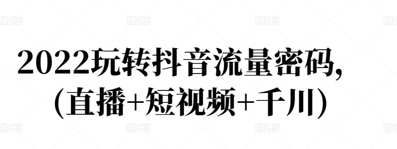 2022玩转抖音流量密码，(直播+短视频+千川)副业工作-副业资源站-副业项目-创业项目-搞钱项目个人副业工作资源分享