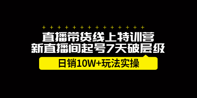 直播带货线上特训营，新直播间起号7天破层级日销10万玩法实操副业工作-副业资源站-副业项目-创业项目-搞钱项目个人副业工作资源分享