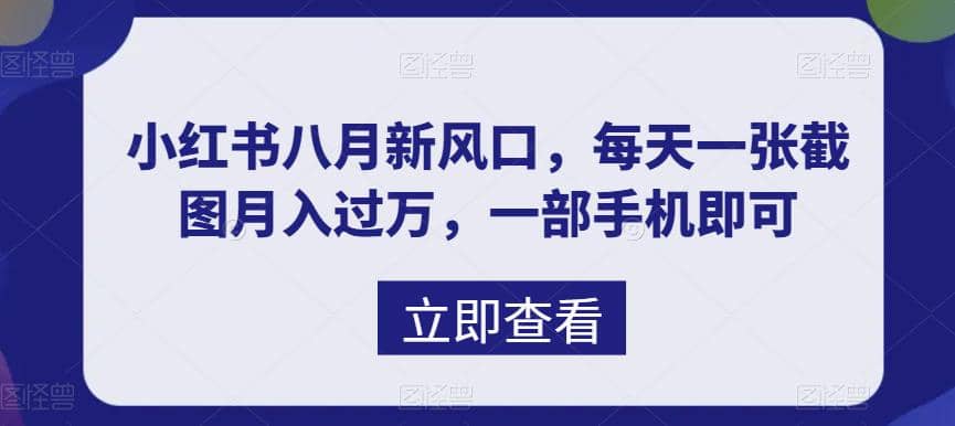 八月新风口，小红书虚拟项目一天收入1000+，实战揭秘副业工作-副业资源站-副业项目-创业项目-搞钱项目个人副业工作资源分享