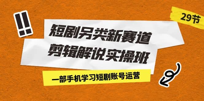 短剧另类新赛道剪辑解说实操班：一部手机学习短剧账号运营（29节 价值500）副业工作-副业资源站-副业项目-创业项目-搞钱项目个人副业工作资源分享