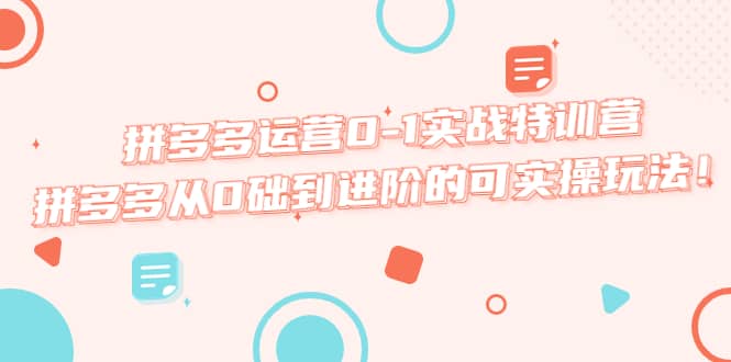 拼多多运营0-1实战特训营，拼多多从0础到进阶的可实操玩法副业工作-副业资源站-副业项目-创业项目-搞钱项目个人副业工作资源分享