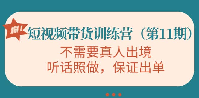 短视频带货训练营（第11期），不需要真人出境，听话照做，保证出单副业工作-副业资源站-副业项目-创业项目-搞钱项目个人副业工作资源分享