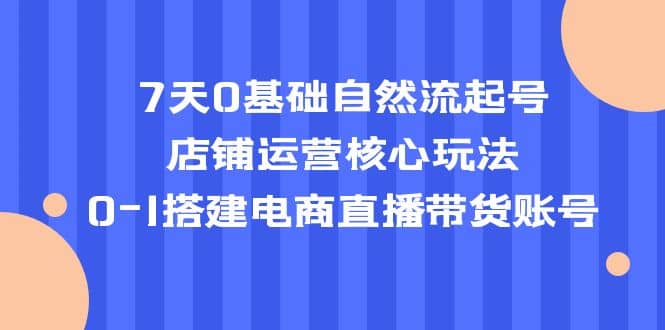 7天0基础自然流起号，店铺运营核心玩法，0-1搭建电商直播带货账号副业工作-副业资源站-副业项目-创业项目-搞钱项目个人副业工作资源分享