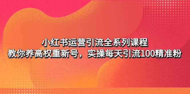 小红书运营引流全系列课程：教你养高权重新号副业工作-副业资源站-副业项目-创业项目-搞钱项目个人副业工作资源分享