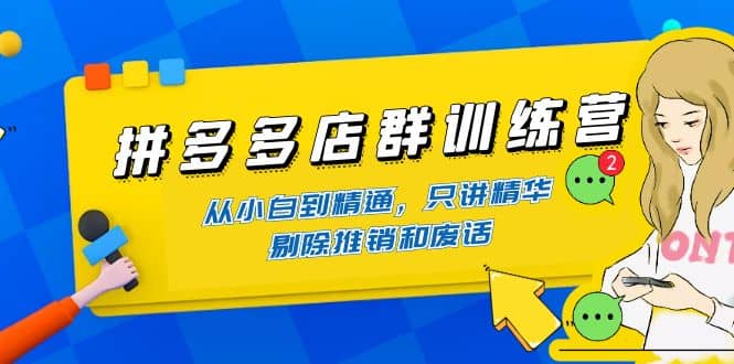 拼多多店群训练营：从小白到精通，只讲精华，剔除推销和废话副业工作-副业资源站-副业项目-创业项目-搞钱项目个人副业工作资源分享