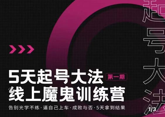 五天起号魔鬼训练营，告别光学不练，逼自己上车，成败与否，5天拿到结果副业工作-副业资源站-副业项目-创业项目-搞钱项目个人副业工作资源分享