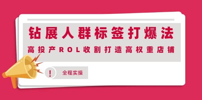 钻展人群标签打爆法，高投产ROL收割打造高权重店铺(全程实操)副业工作-副业资源站-副业项目-创业项目-搞钱项目个人副业工作资源分享