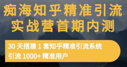 痴海知乎精准引流实战营1-2期，30天搭建1套知乎精准引流系统，引流1000+精准用户副业工作-副业资源站-副业项目-创业项目-搞钱项目个人副业工作资源分享