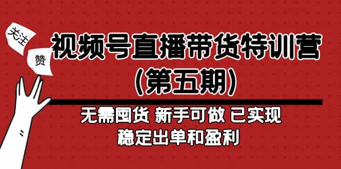 视频号直播带货特训营（第五期）无需囤货 新手可做 已实现稳定出单和盈利副业工作-副业资源站-副业项目-创业项目-搞钱项目个人副业工作资源分享