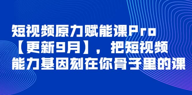 短视频原力赋能课Pro【更新9月】，把短视频能力基因刻在你骨子里的课副业工作-副业资源站-副业项目-创业项目-搞钱项目个人副业工作资源分享