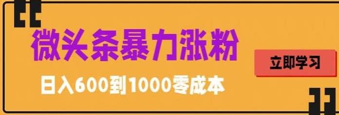 微头条暴力涨粉技巧搬运文案就能涨几万粉丝，简单0成本，日赚600副业工作-副业资源站-副业项目-创业项目-搞钱项目个人副业工作资源分享