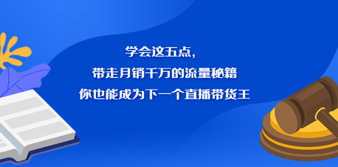 学会这五点，带走月销千万的流量秘籍，你也能成为下一个直播带货王副业工作-副业资源站-副业项目-创业项目-搞钱项目个人副业工作资源分享