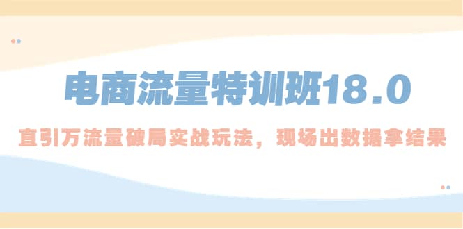 电商流量特训班18.0，直引万流量破局实操玩法，现场出数据拿结果副业工作-副业资源站-副业项目-创业项目-搞钱项目个人副业工作资源分享