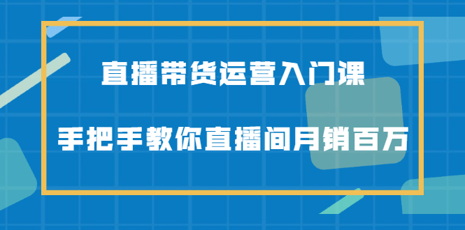 直播带货运营入门课，手把手教你直播间月销百万副业工作-副业资源站-副业项目-创业项目-搞钱项目个人副业工作资源分享