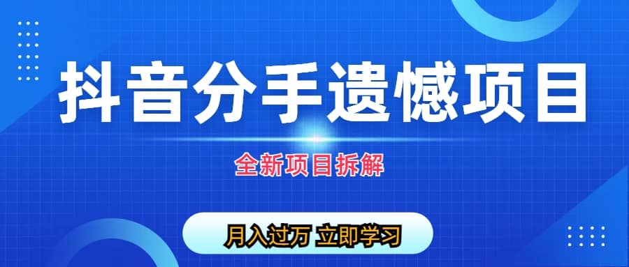 自媒体抖音分手遗憾项目私域项目拆解副业工作-副业资源站-副业项目-创业项目-搞钱项目个人副业工作资源分享